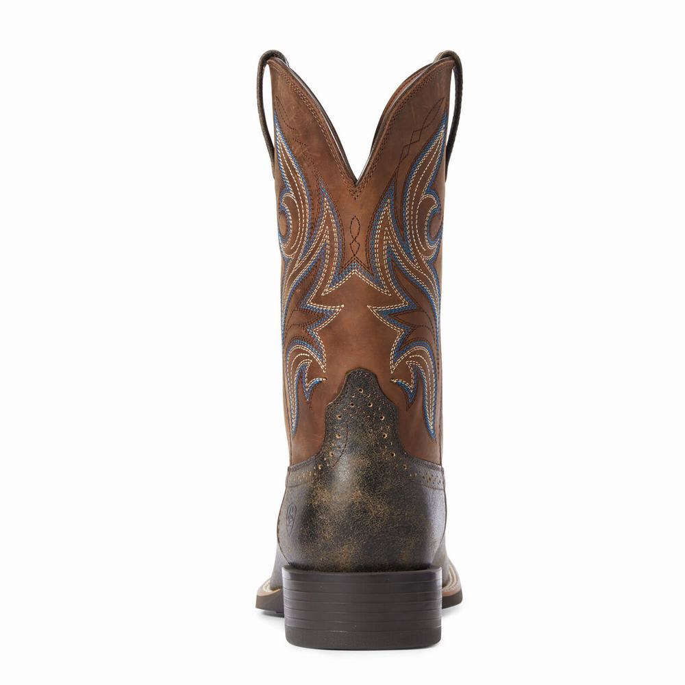 Brown Men's Ariat Sport Knockout Western Boots | 2489-TBJCN