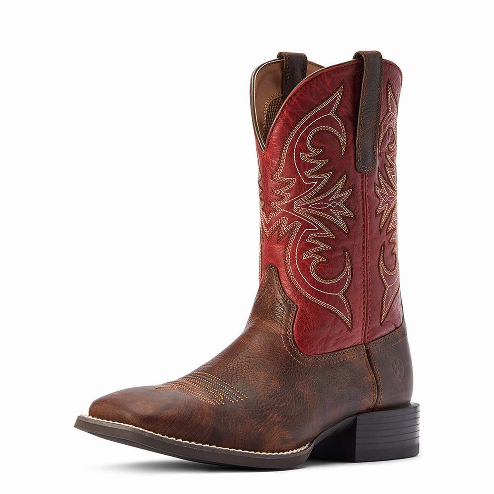 Brown Men\'s Ariat Sport Pardner Western Boots | 0219-UVQGX