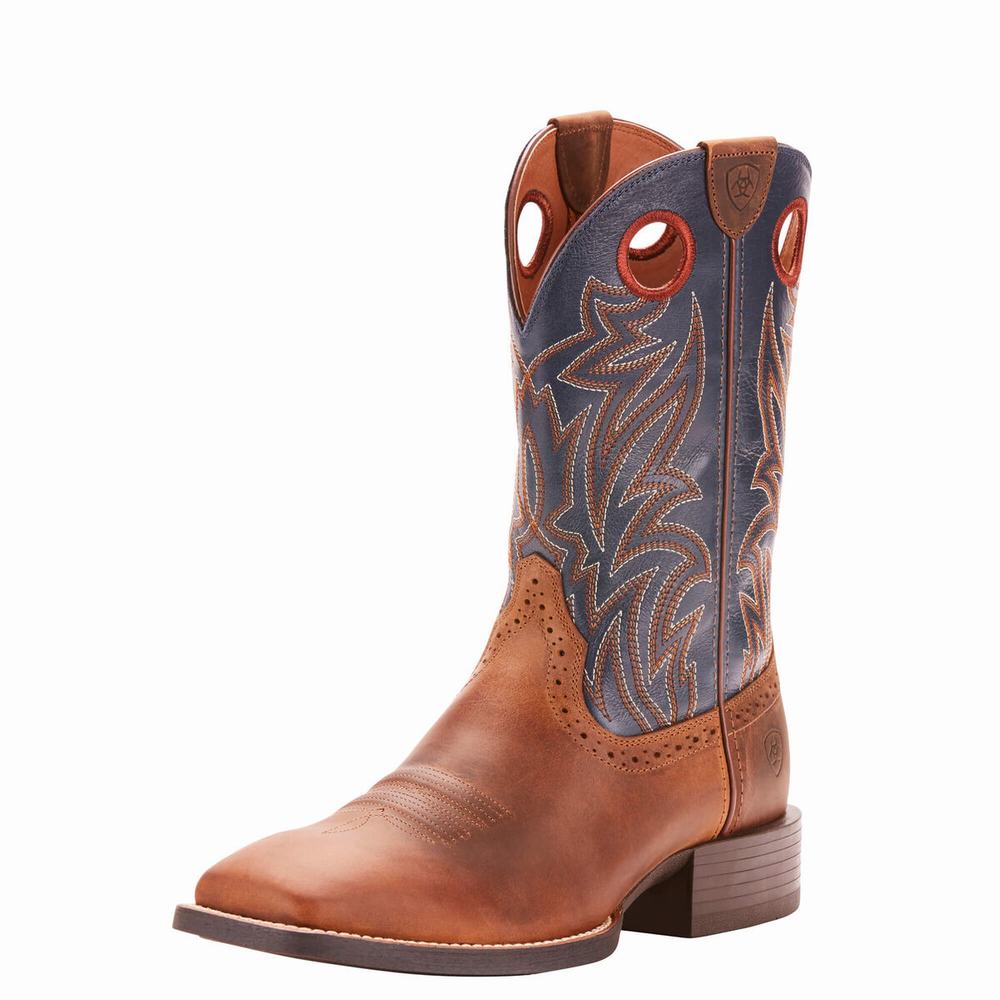 Brown Men\'s Ariat Sport Sidebet Western Boots | 6793-MTWOY