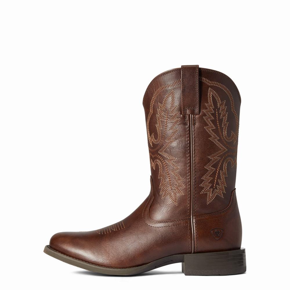 Brown Men's Ariat Sport Stratten Western Boots | 2573-FBEGU