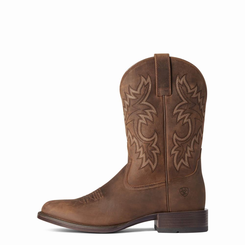 Brown Men's Ariat Stockman Ultra Western Boots | 3045-QVRHY