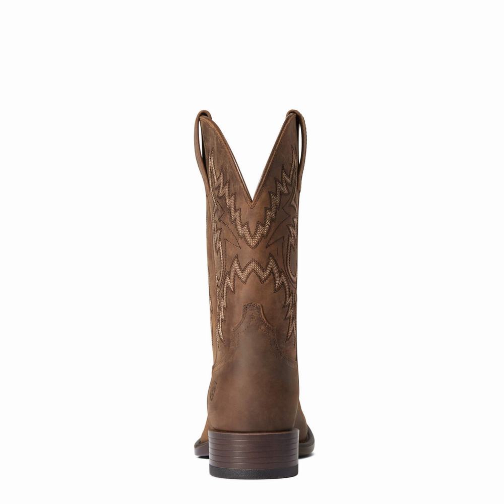 Brown Men's Ariat Stockman Ultra Western Boots | 3045-QVRHY