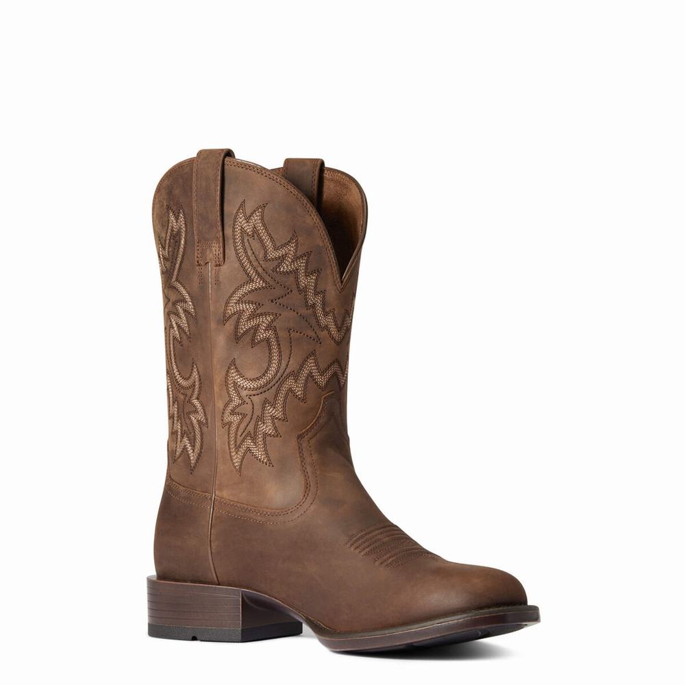 Brown Men's Ariat Stockman Ultra Western Boots | 3045-QVRHY