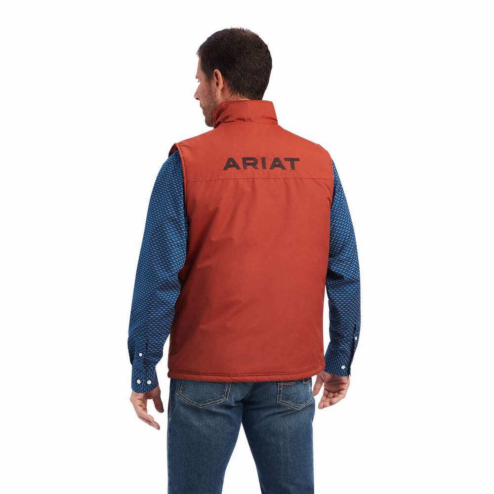 Brown Men's Ariat Team Logo Insulated Jackets | 6792-DIKXV