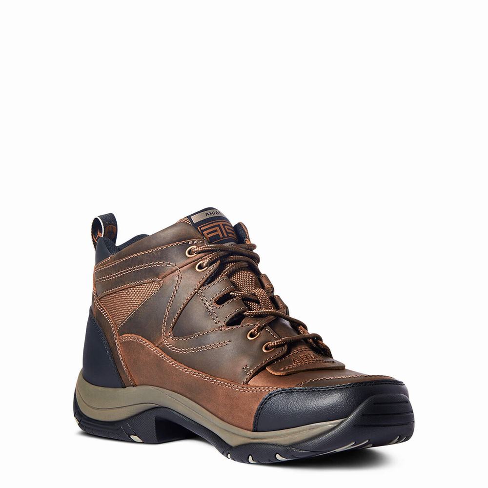 Brown Men's Ariat Terrain Hiking Boots | 0521-UTEQO