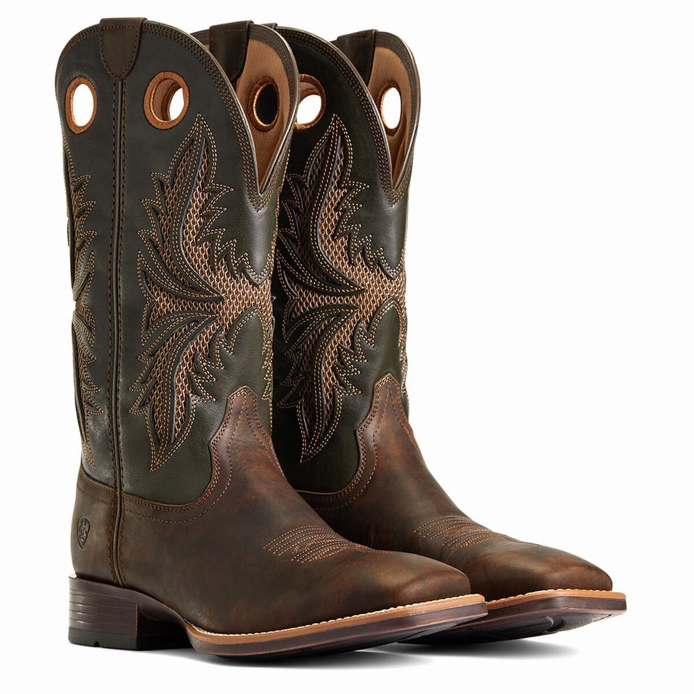 Brown Men's Ariat Toughy VentTek 360 Western Boots | 7253-CFZVW