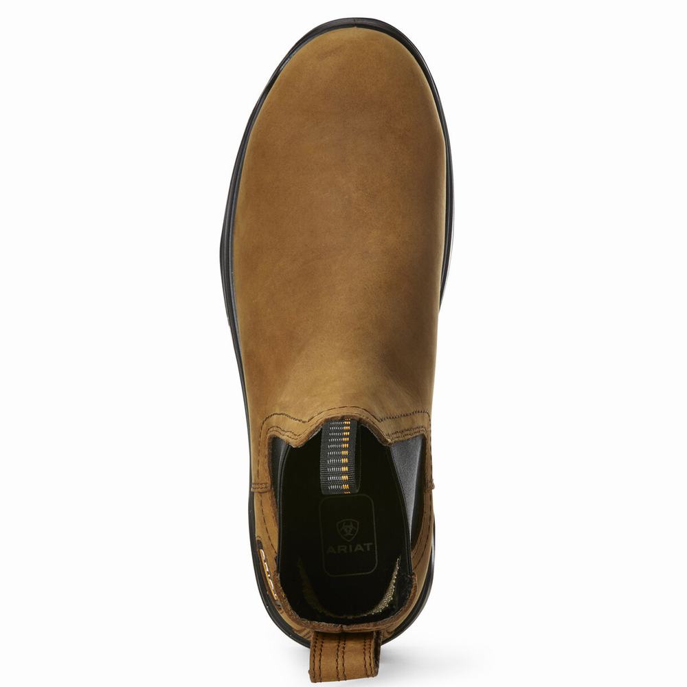 Brown Men's Ariat Turbo Chelsea Waterproof Carbon Toe Chelsea Boots | 8637-YLIBH