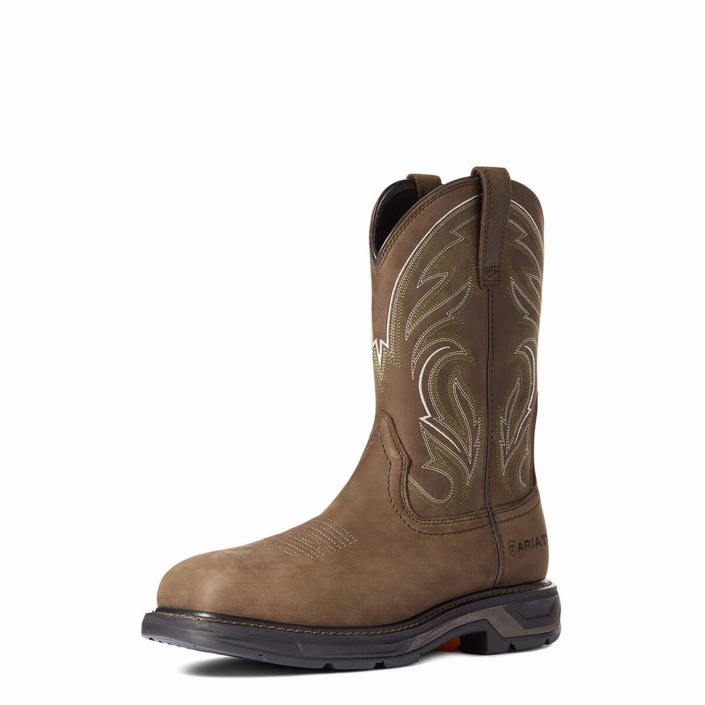 Brown Men\'s Ariat WorkHog XT Cottonwood Carbon Toe Work Boots | 2746-TMYVL