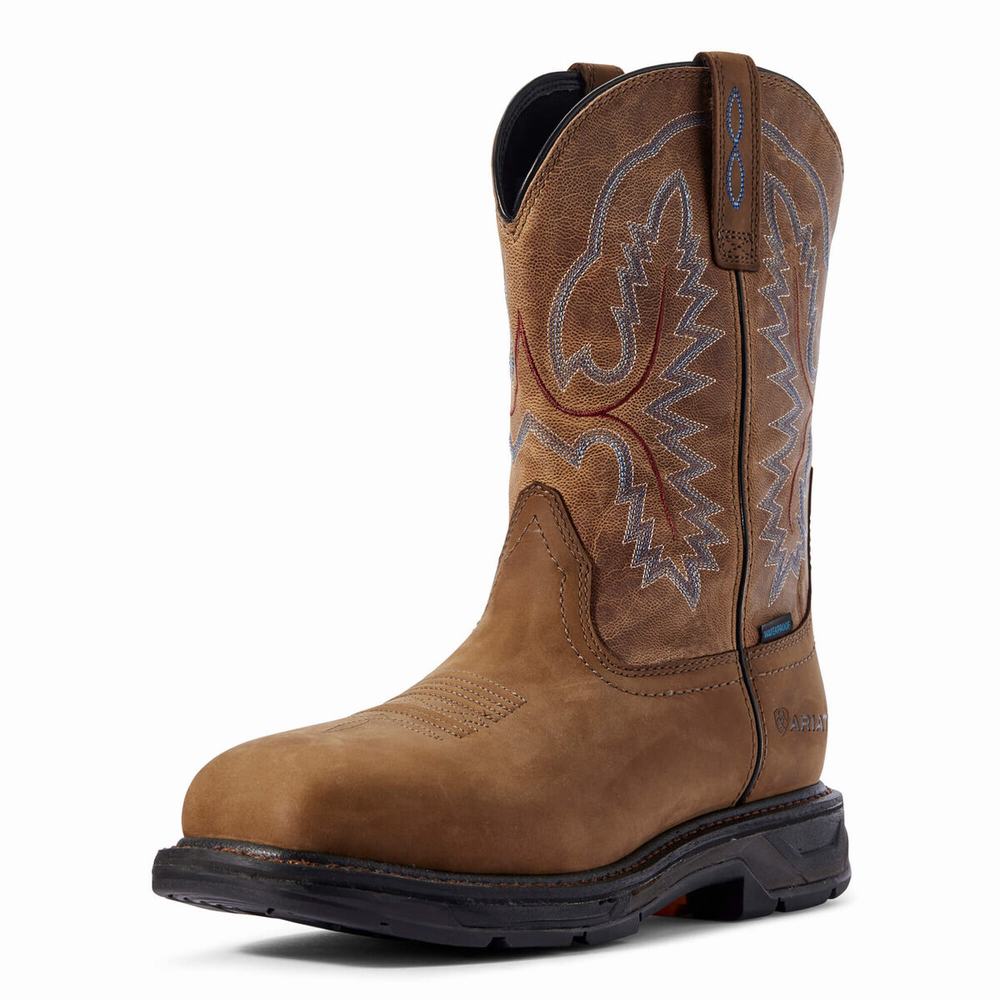 Brown Men\'s Ariat WorkHog XT Waterproof Waterproof Boots | 0734-CEFRA