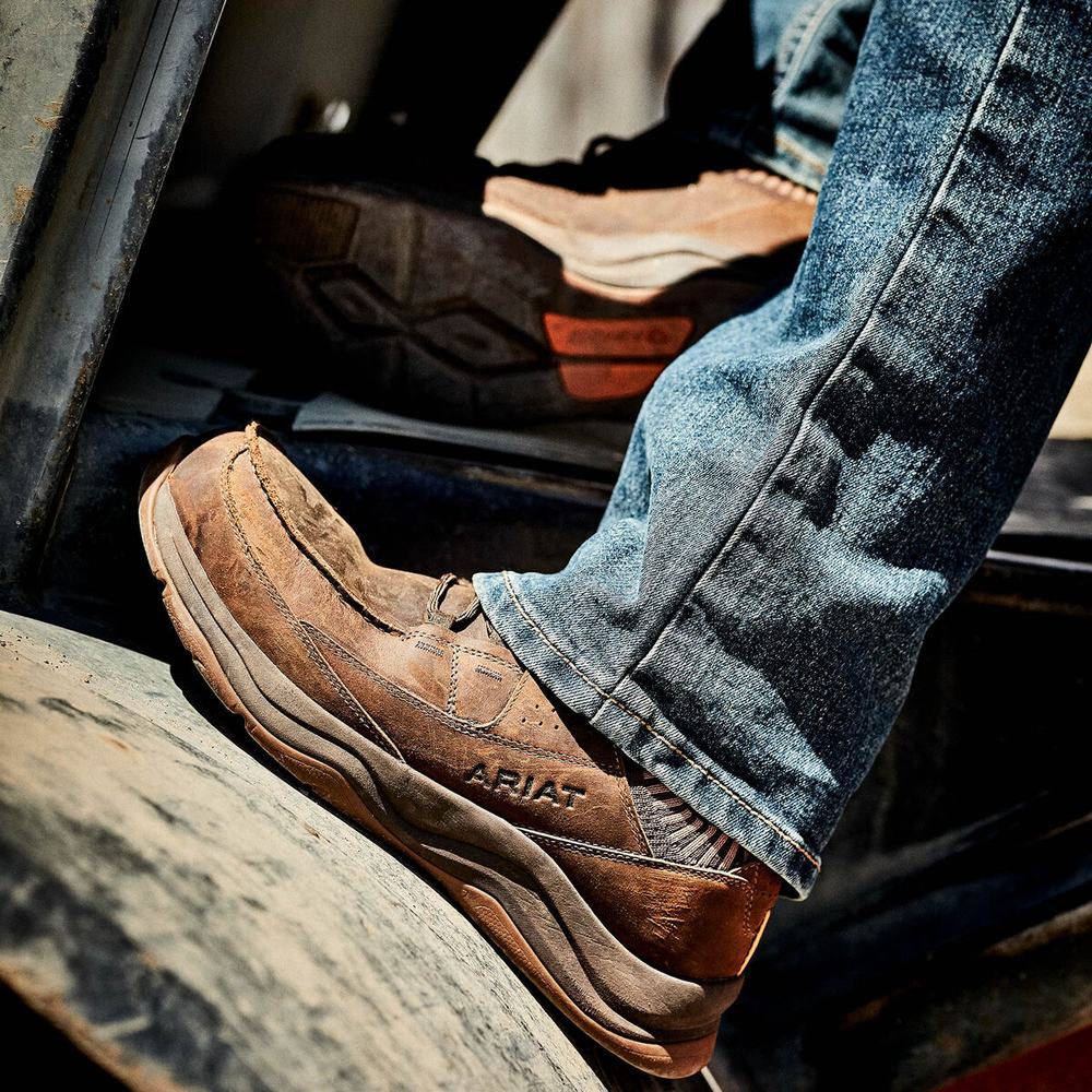 Brown Men's Ariat Working Mile Composite Toe Work Boots | 6798-DLVXO