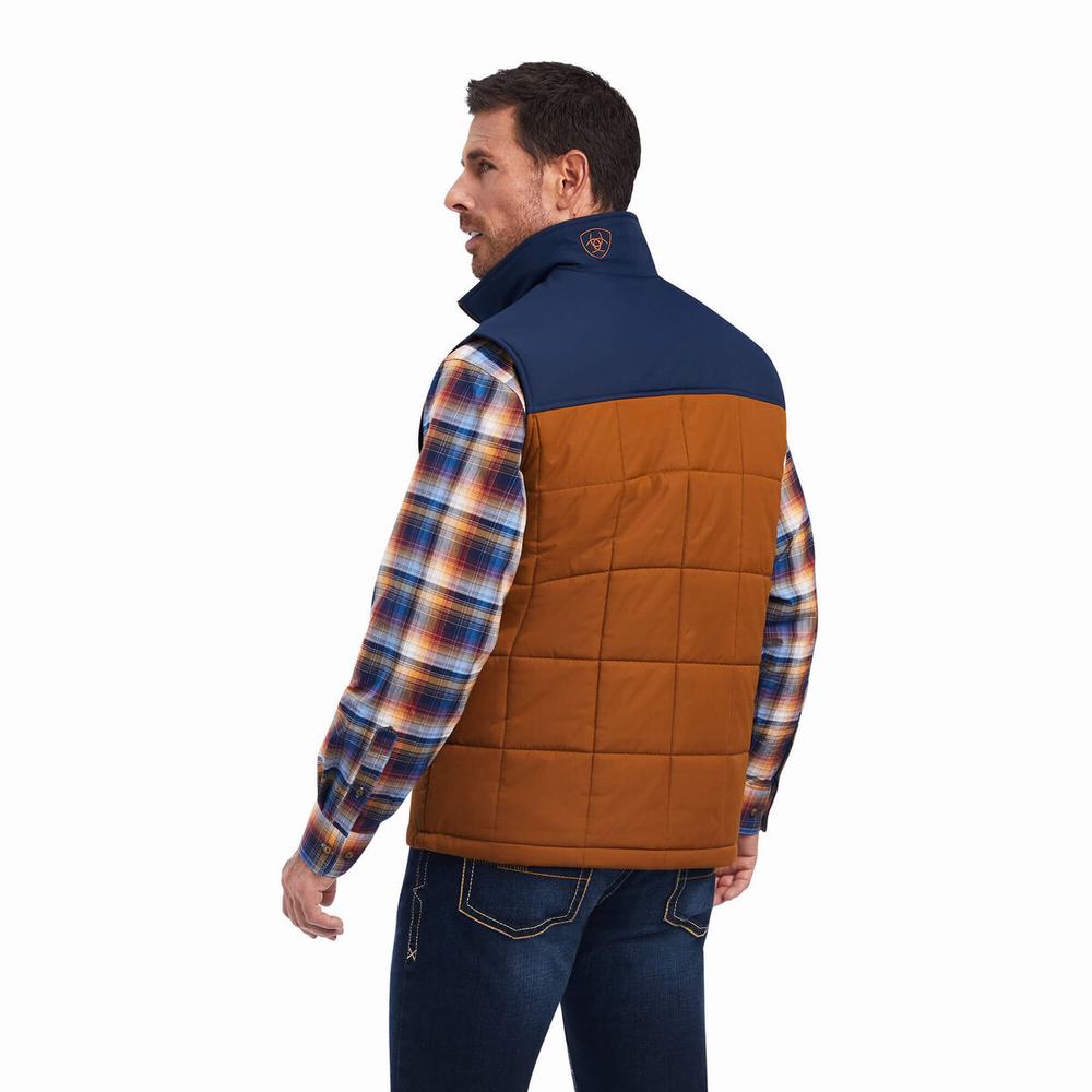 Brown Navy Men's Ariat Crius Insulated Jackets | 3814-TQLSN