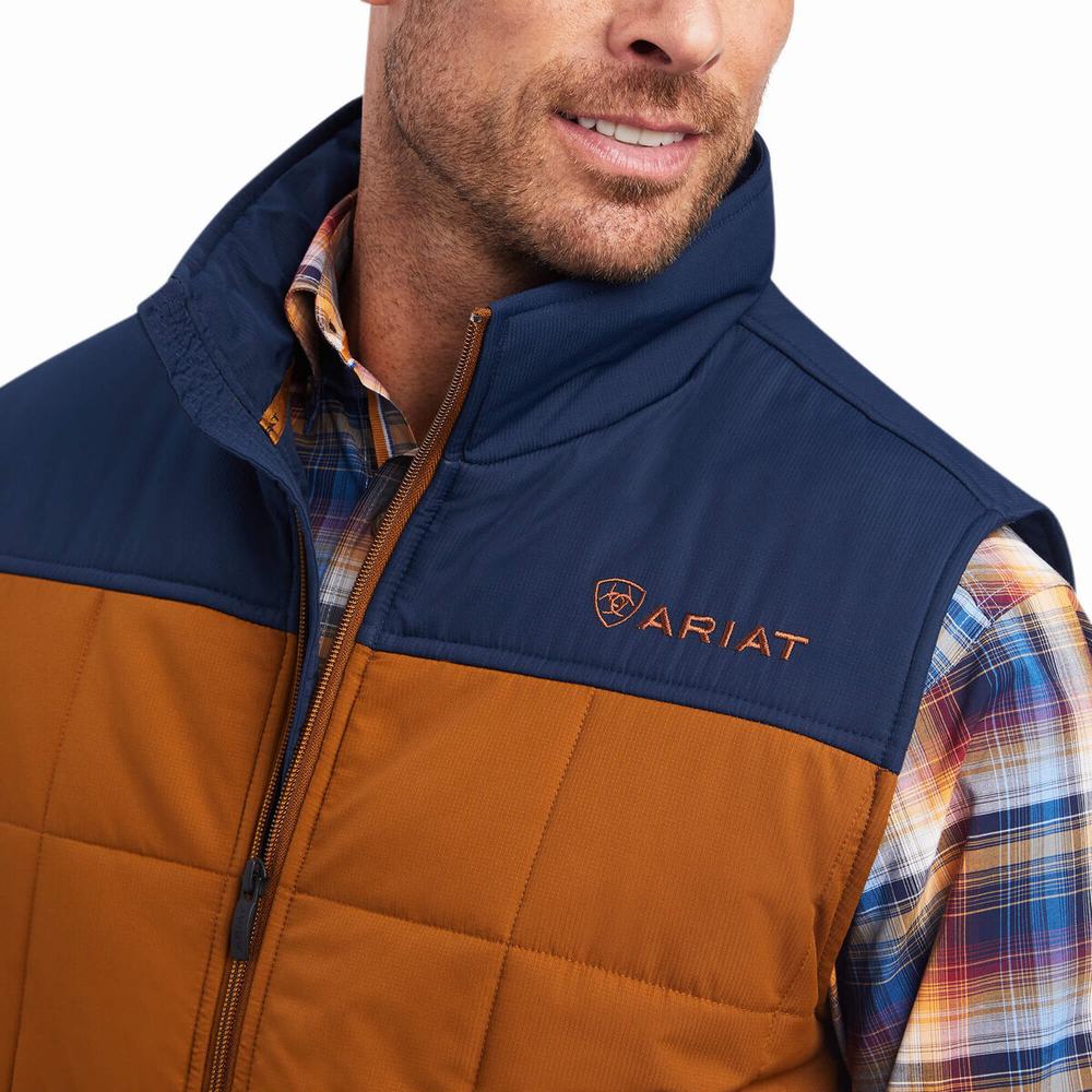 Brown Navy Men's Ariat Crius Insulated Jackets | 3814-TQLSN