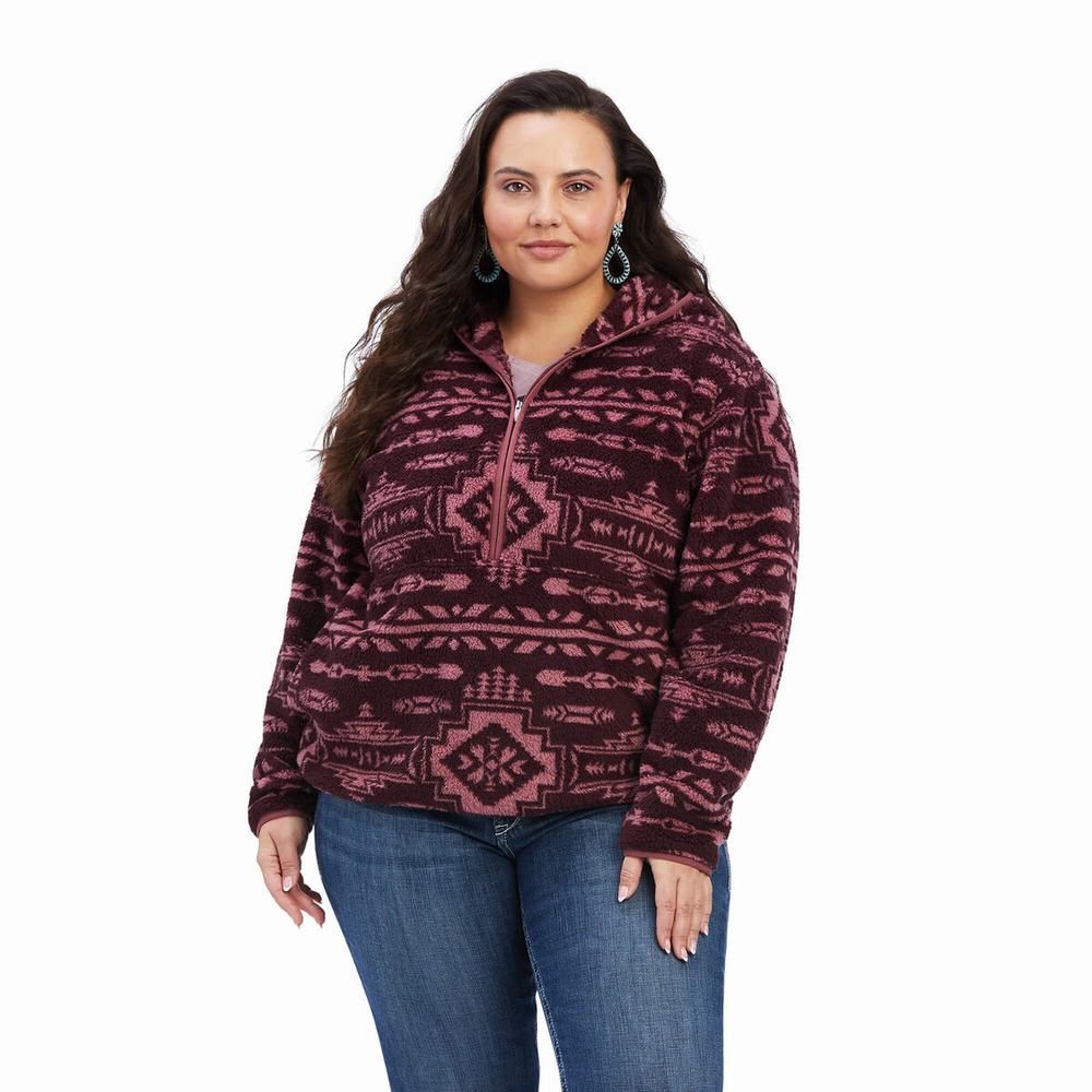 Brown Rose Women's Ariat REAL Berber Hoodies | 4932-APUKM