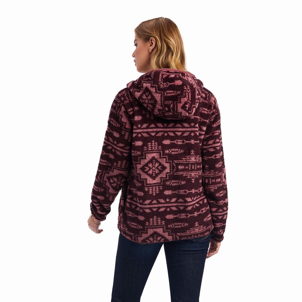 Brown Rose Women's Ariat REAL Berber Hoodies | 4932-APUKM