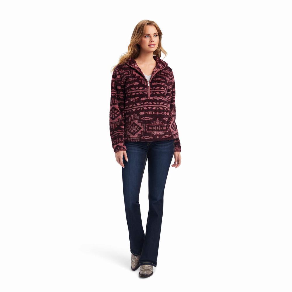 Brown Rose Women's Ariat REAL Berber Hoodies | 4932-APUKM