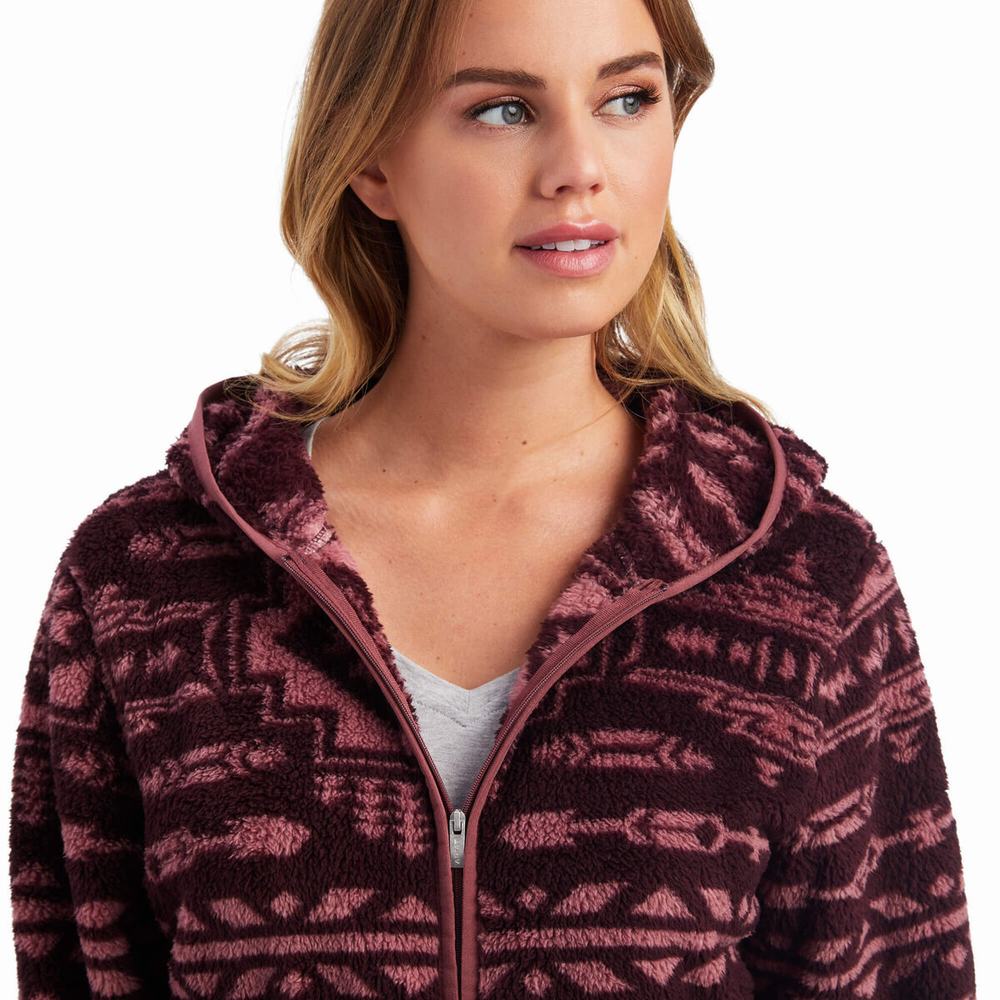 Brown Rose Women's Ariat REAL Berber Hoodies | 4932-APUKM