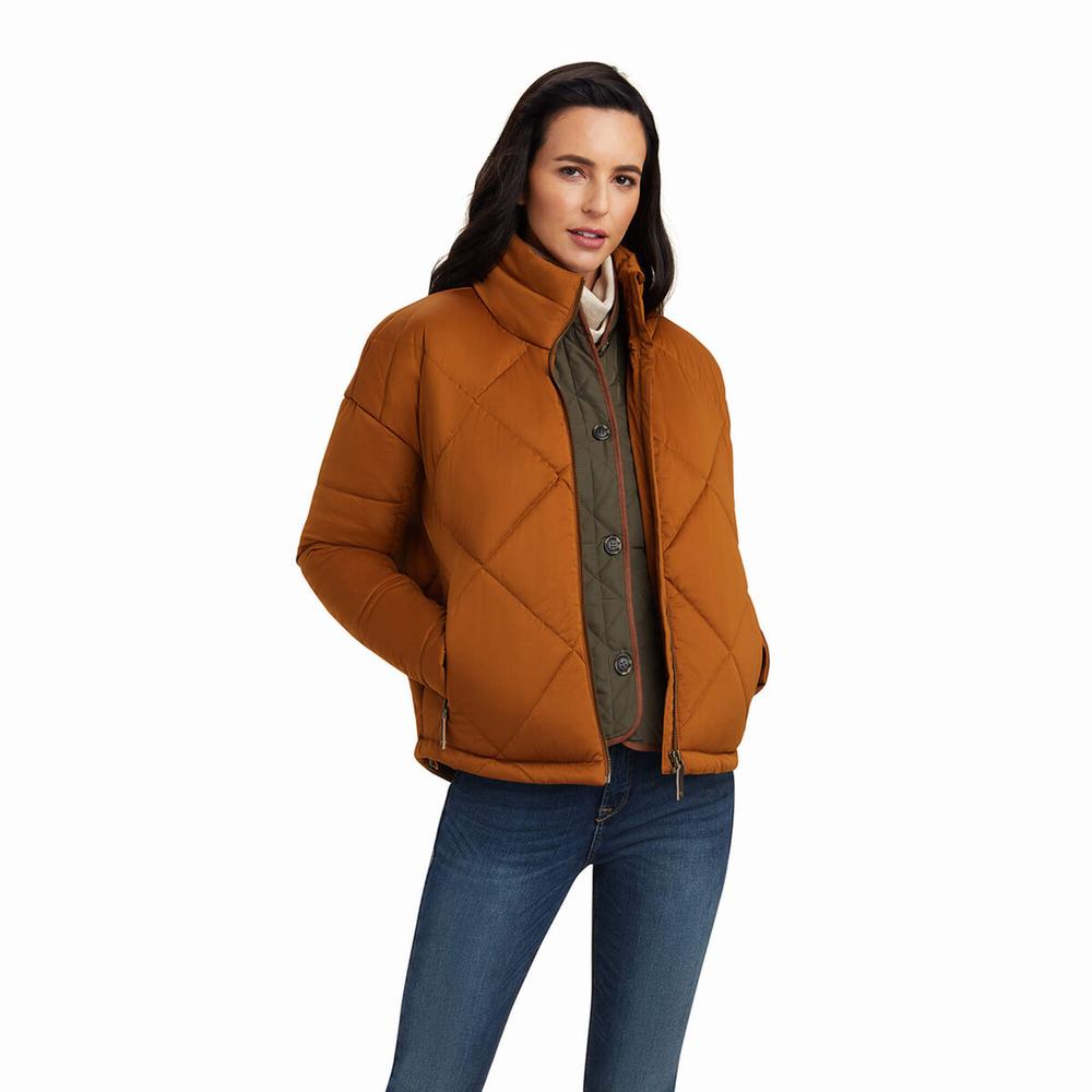 Brown Women\'s Ariat Adena Insulated Jackets | 3741-VAEZT