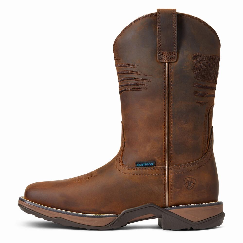 Brown Women's Ariat Anthem Patriot Waterproof Western Boots | 8572-NMTJL