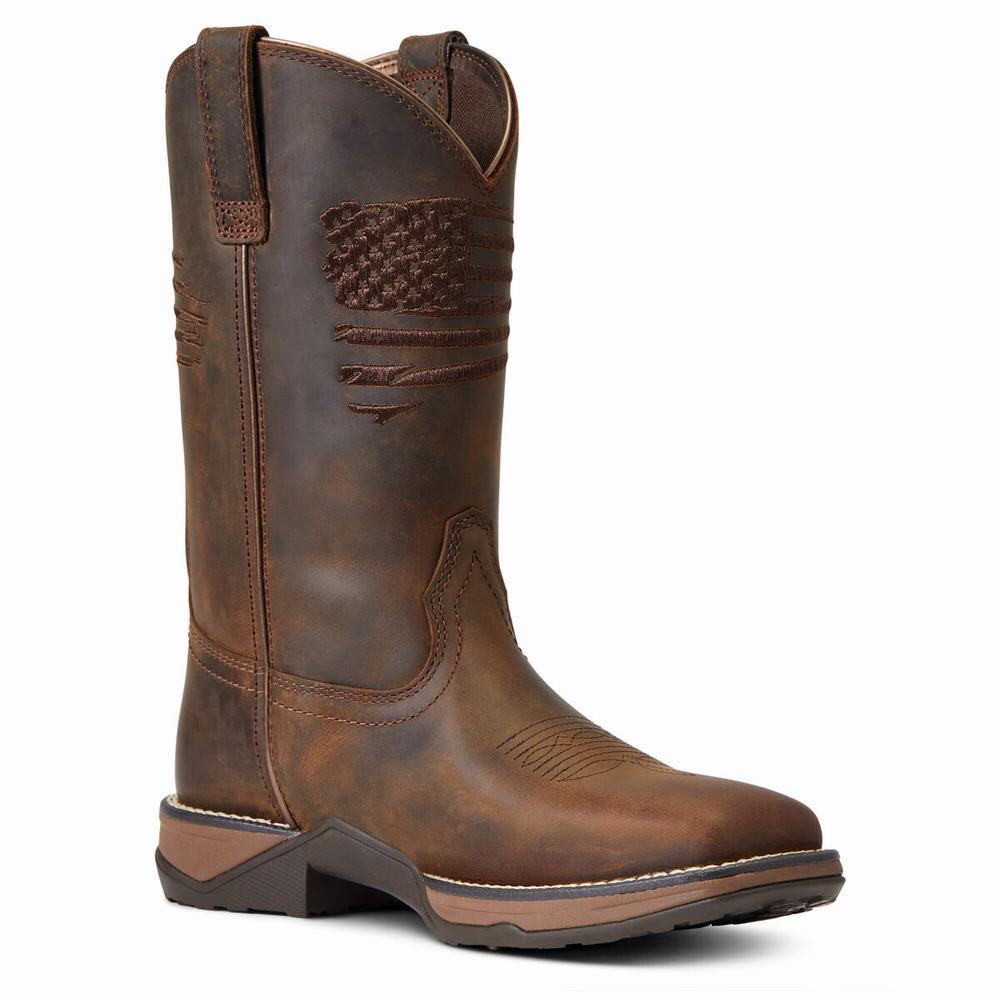 Brown Women's Ariat Anthem Patriot Western Boots | 0745-KGLQP