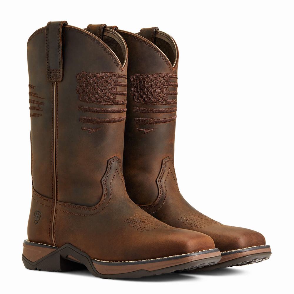 Brown Women's Ariat Anthem Patriot Western Boots | 0745-KGLQP