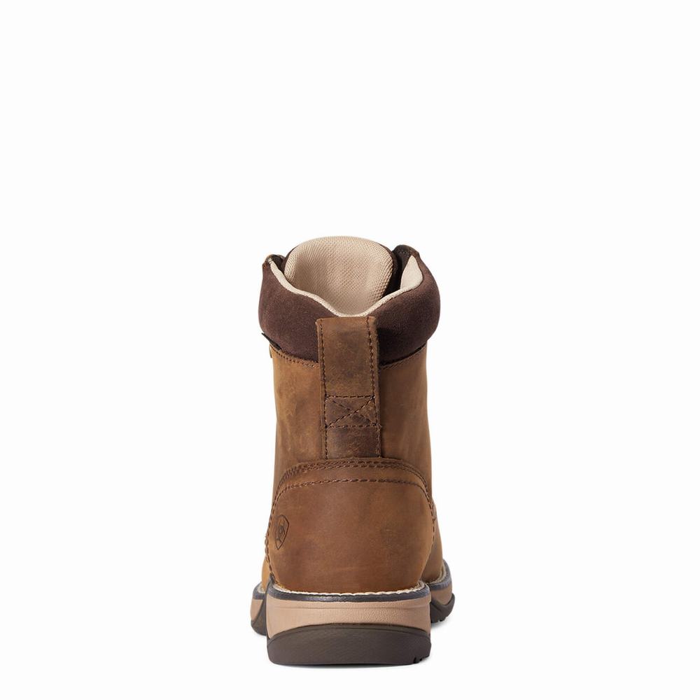 Brown Women's Ariat Anthem Round Toe Lacer Waterproof Western Boots | 3754-NFQPU