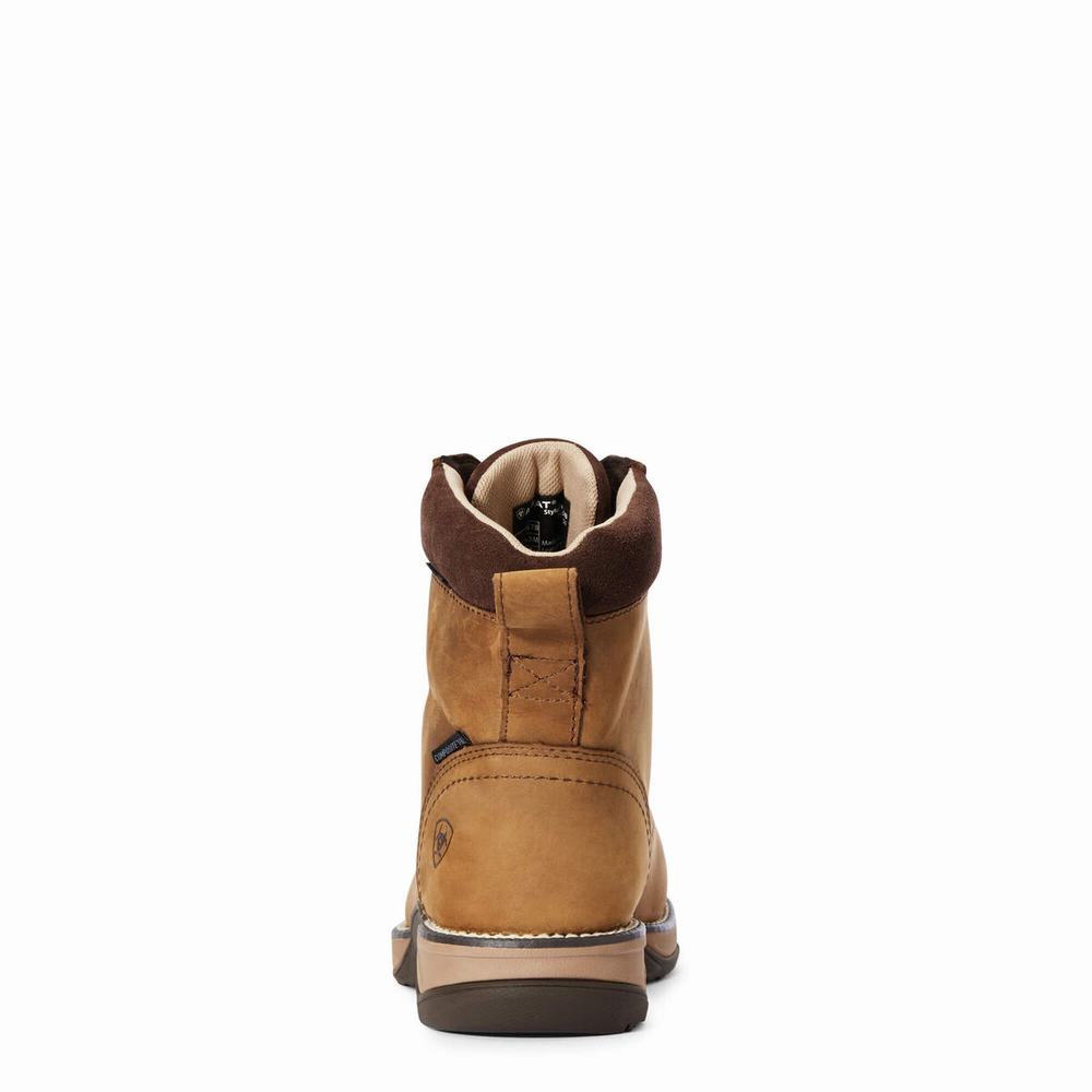 Brown Women's Ariat Anthem Round Toe Lacer Waterproof Composite Toe Work Boots | 7596-QIWGM