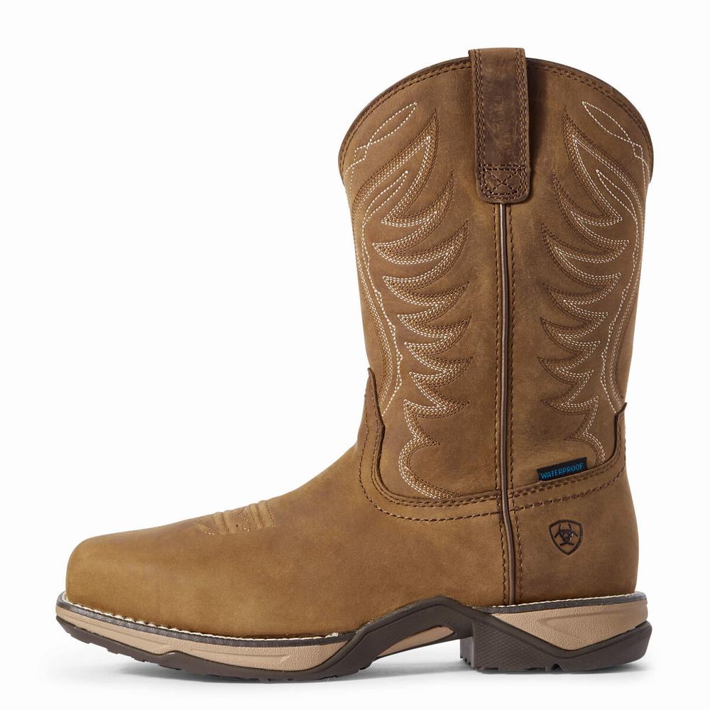 Brown Women's Ariat Anthem Waterproof Composite Toe Waterproof Boots | 9107-ZWFEB