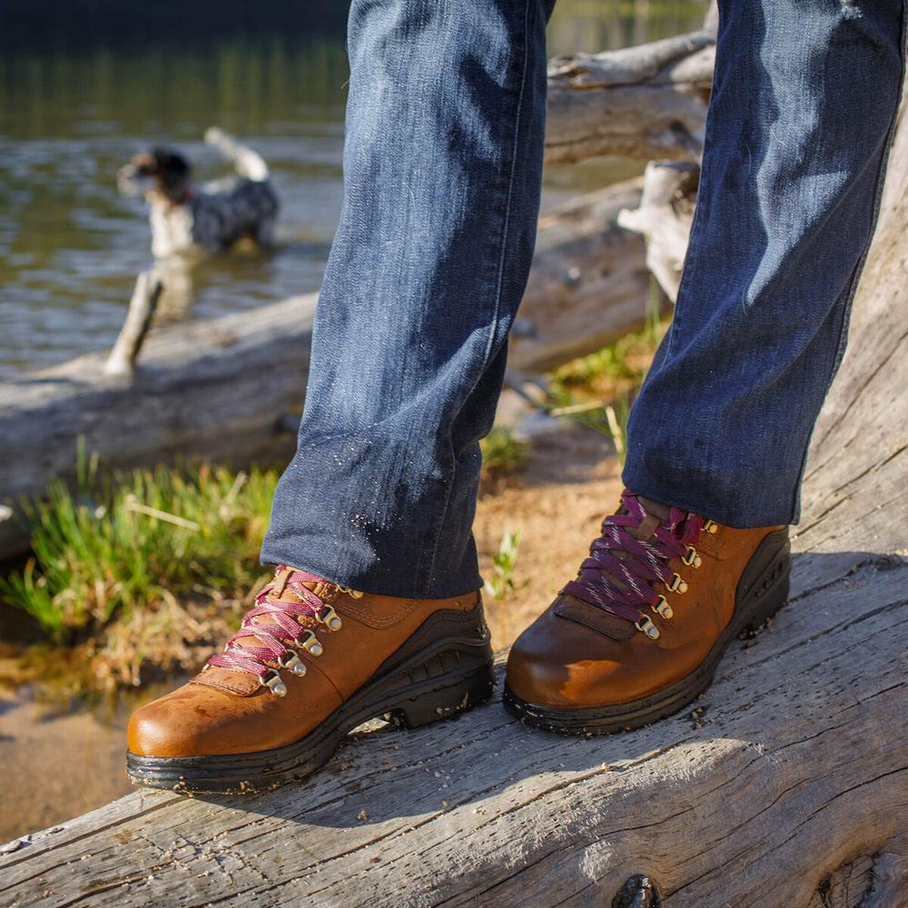 Brown Women's Ariat Barnyard Lace Waterproof Hiking Boots | 1408-XMUDP