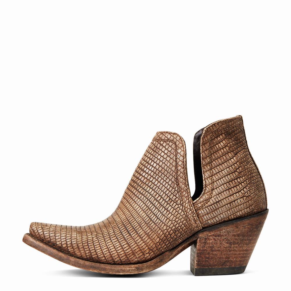 Brown Women's Ariat Dixon Lizard Booties | 5173-NTKOS