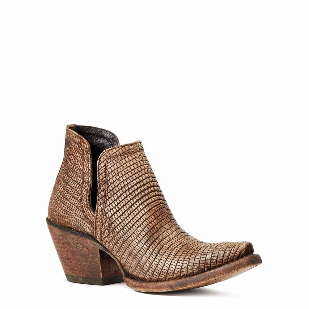 Brown Women's Ariat Dixon Lizard Booties | 5173-NTKOS