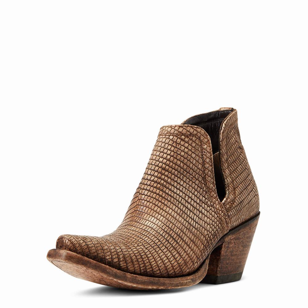 Brown Women\'s Ariat Dixon Lizard Booties | 5173-NTKOS