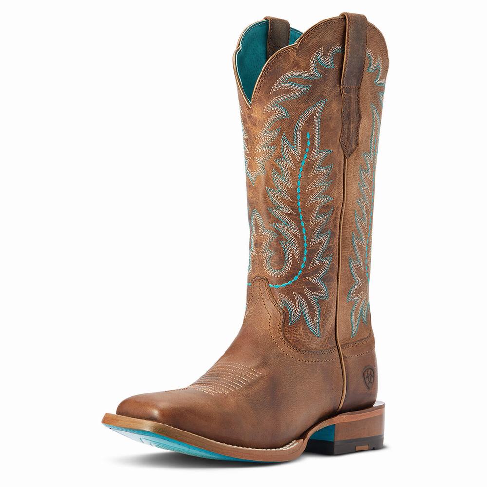 Brown Women\'s Ariat Frontier Tilly Western Boots | 2640-PQGVL