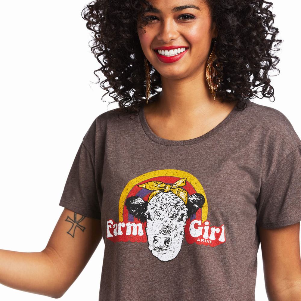 Brown Women's Ariat Hereford Tops | 8972-GILEF