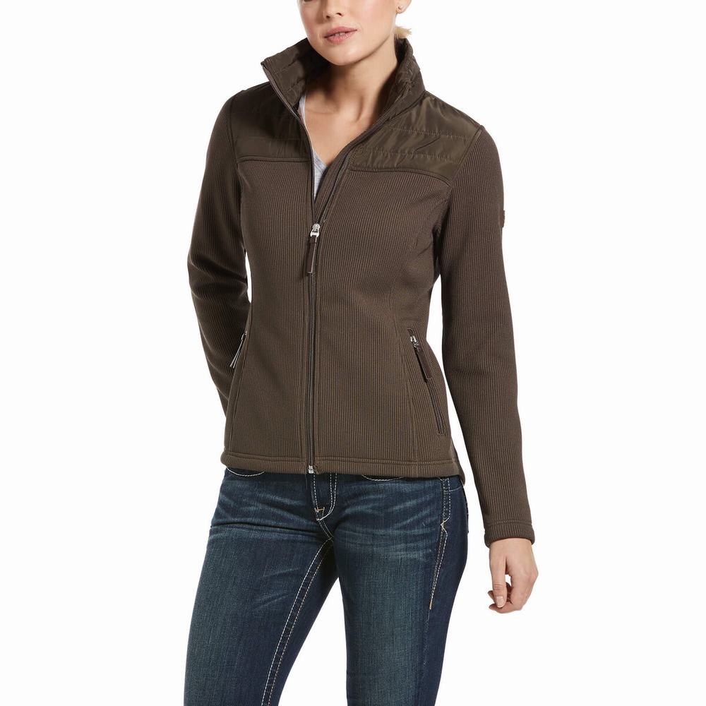 Brown Women\'s Ariat Kalispell Full Zip Hoodies | 4203-ULSVG