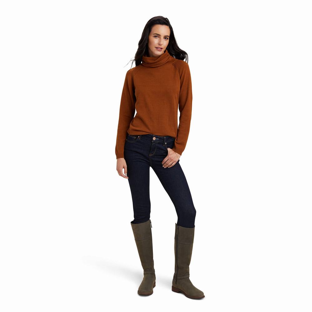 Brown Women's Ariat Lexi Sweaters | 1732-ITPOS