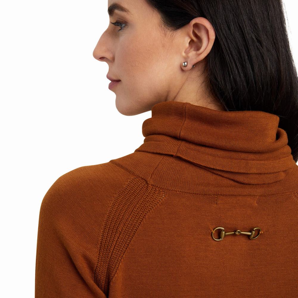 Brown Women's Ariat Lexi Sweaters | 1732-ITPOS