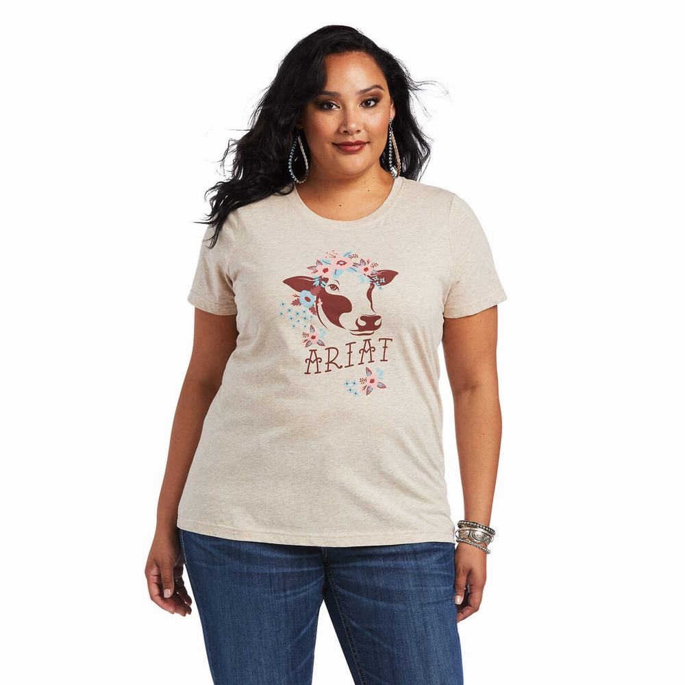 Brown Women's Ariat REAL Moo Tops | 2675-CWPEY