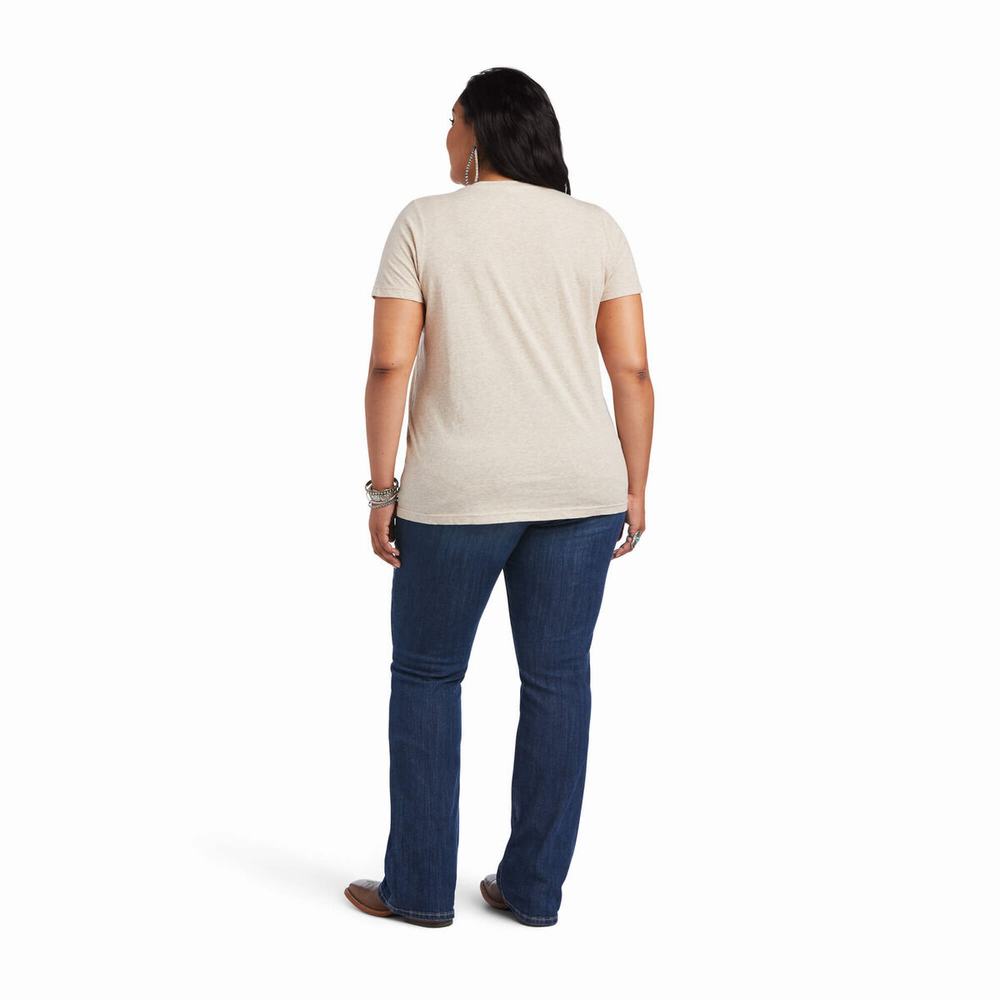 Brown Women's Ariat REAL Moo Tops | 2675-CWPEY