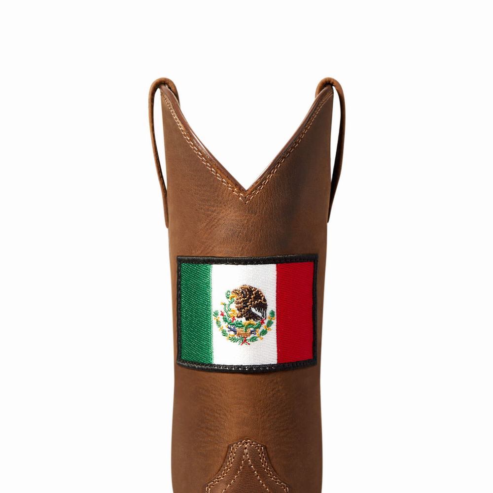 Brown Women's Ariat Round Up Orgullo Mexicano Western Boots | 9354-TCPKI