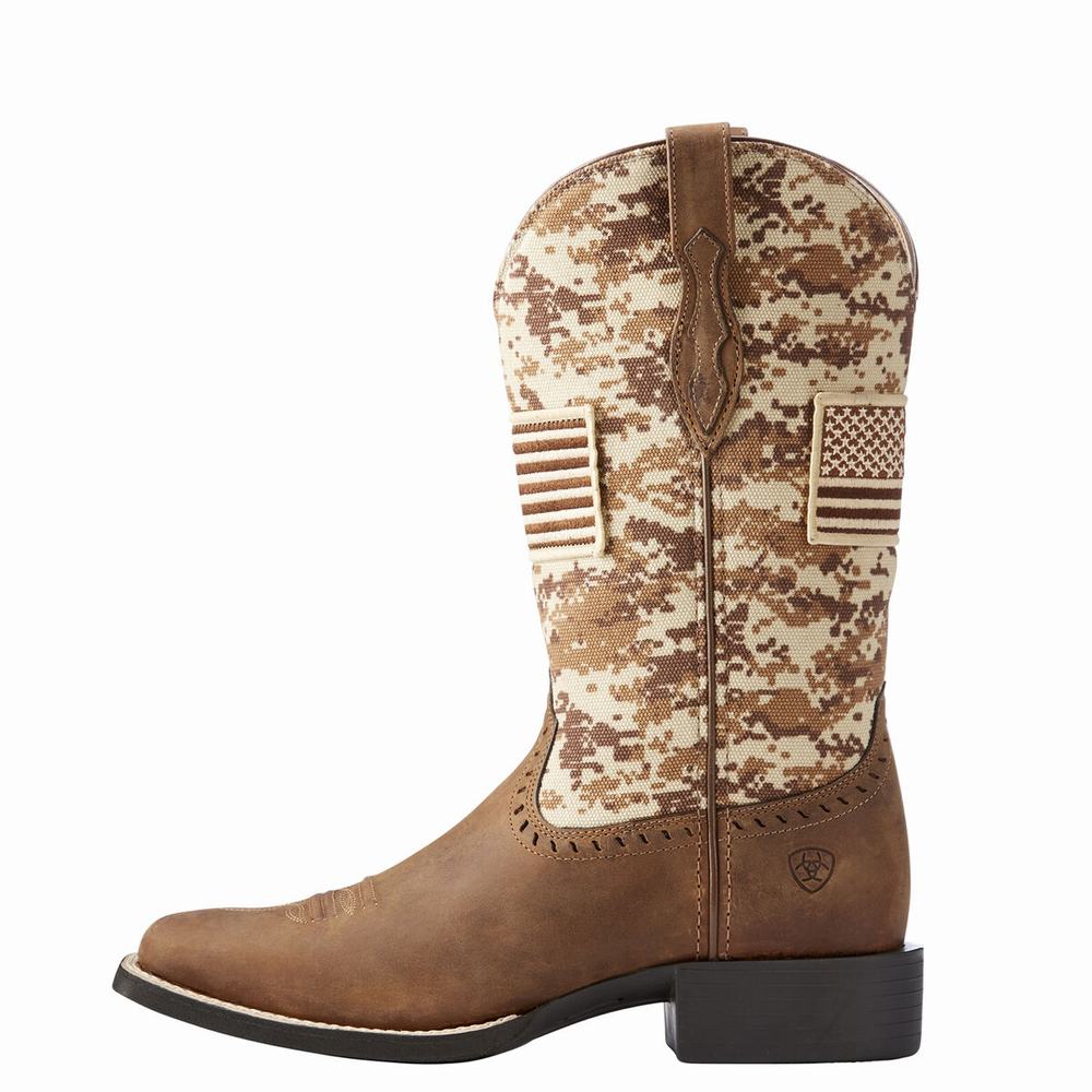 Brown Women's Ariat Round Up Patriot Western Boots | 2947-JHEQA