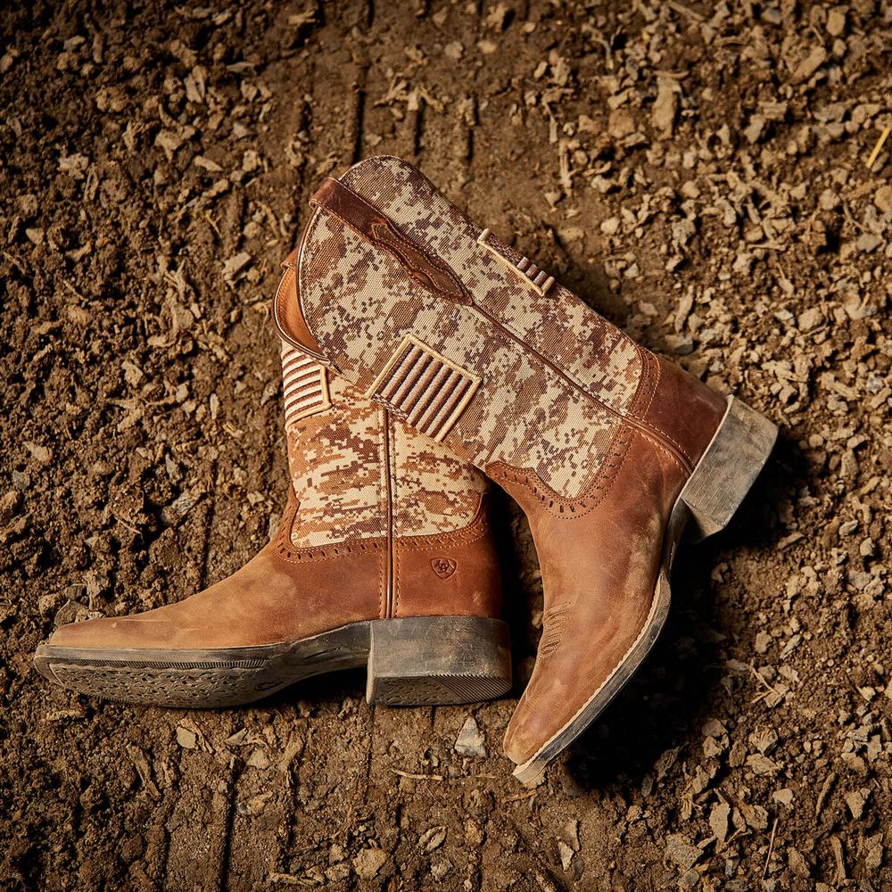 Brown Women's Ariat Round Up Patriot Western Boots | 2947-JHEQA