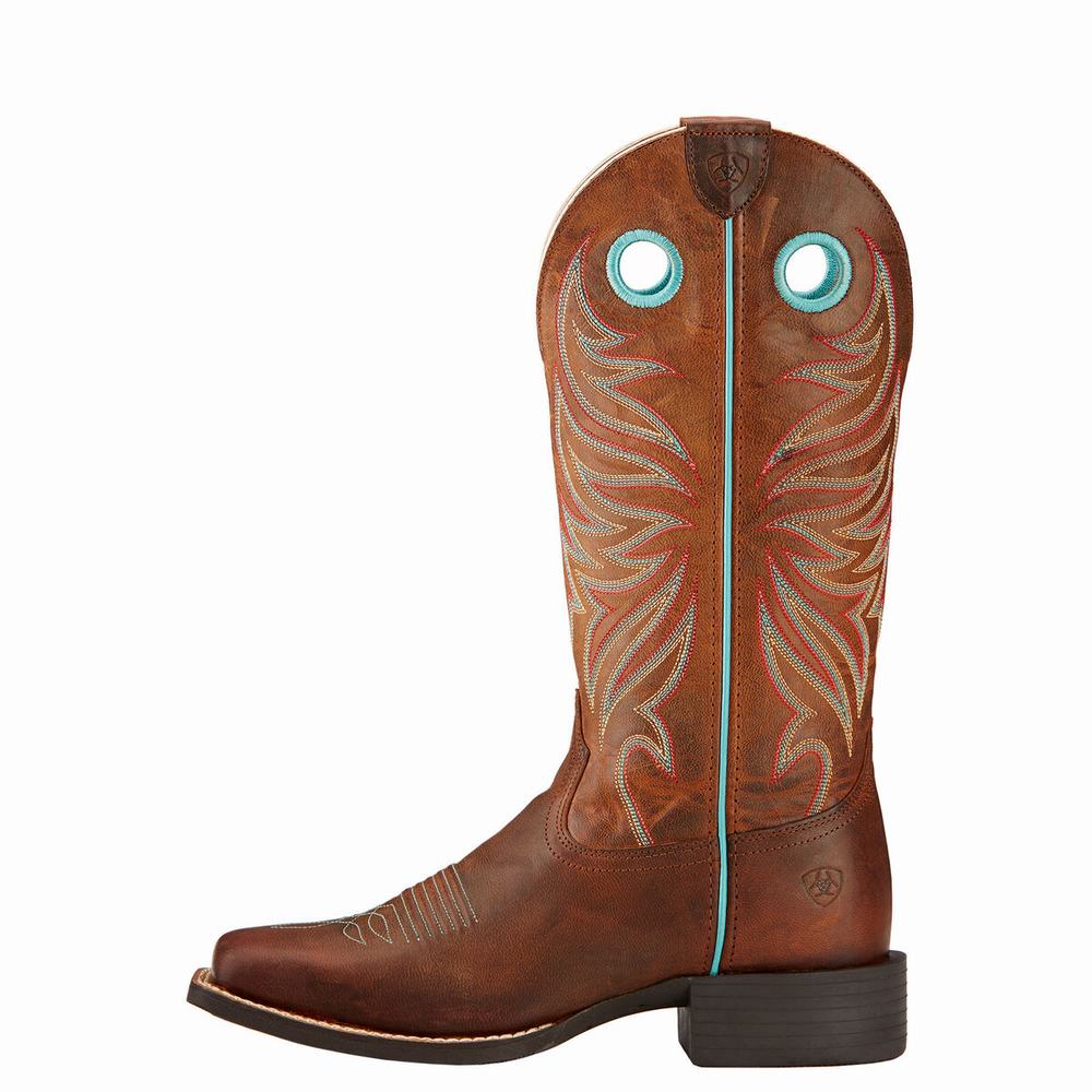 Brown Women's Ariat Round Up Ryder Western Boots | 7521-TRIYJ