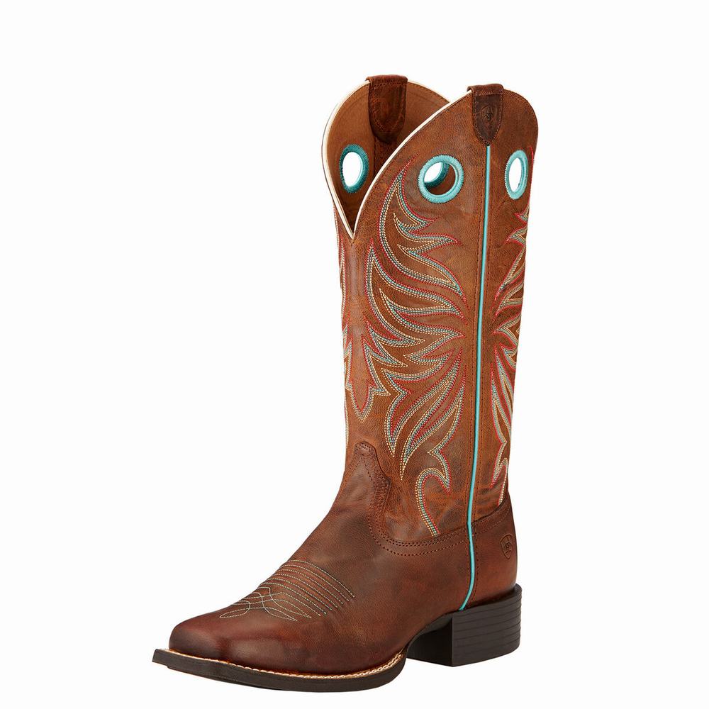 Brown Women\'s Ariat Round Up Ryder Western Boots | 7521-TRIYJ