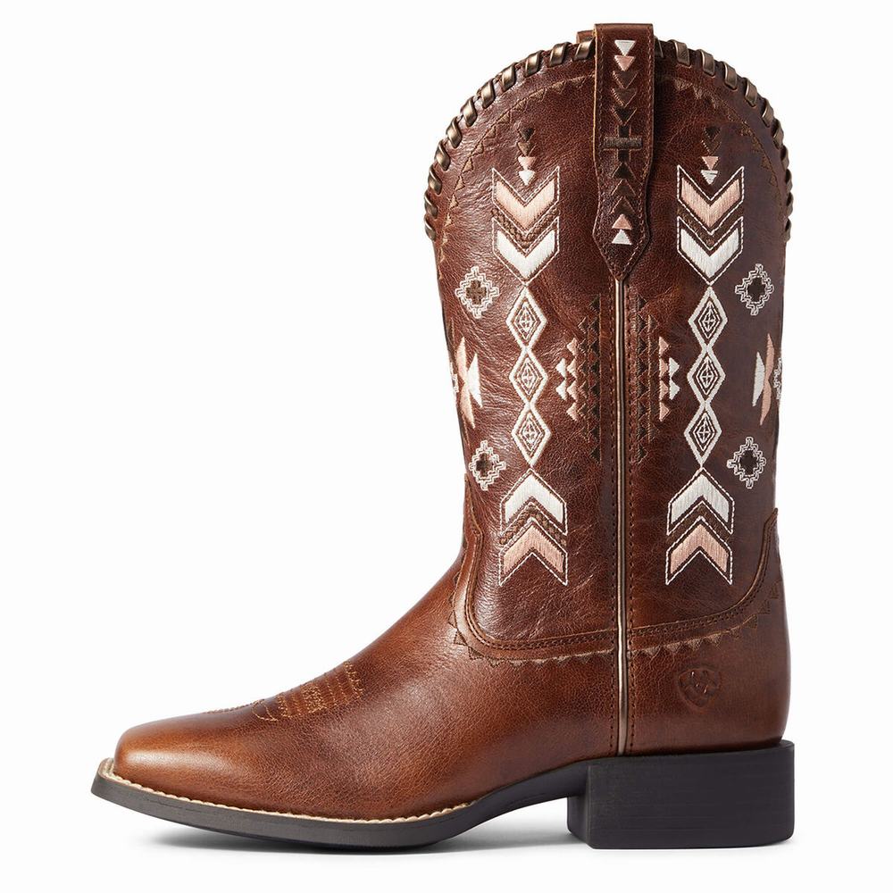 Brown Women's Ariat Round Up Skyler Western Boots | 2517-NYJRM