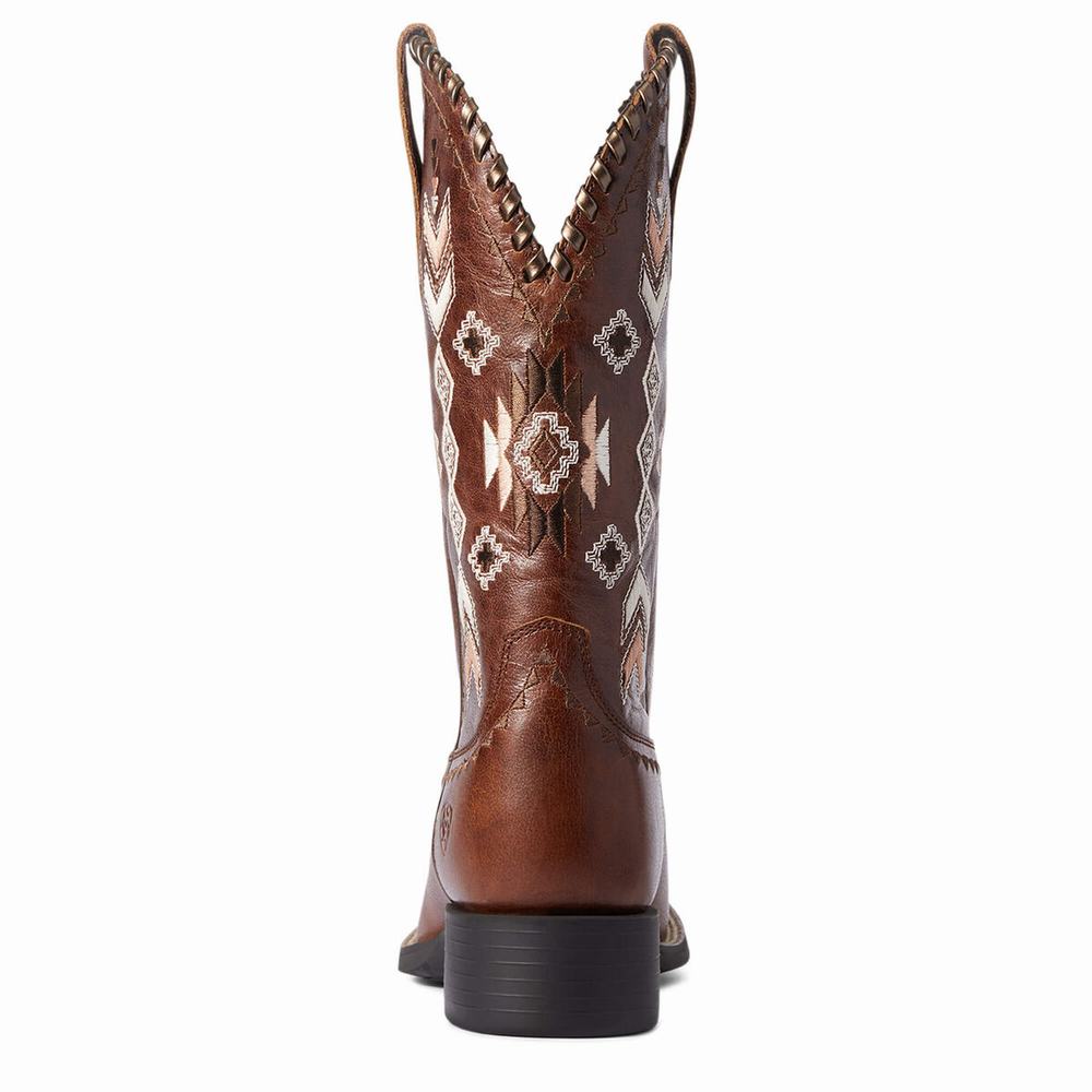 Brown Women's Ariat Round Up Skyler Western Boots | 2517-NYJRM