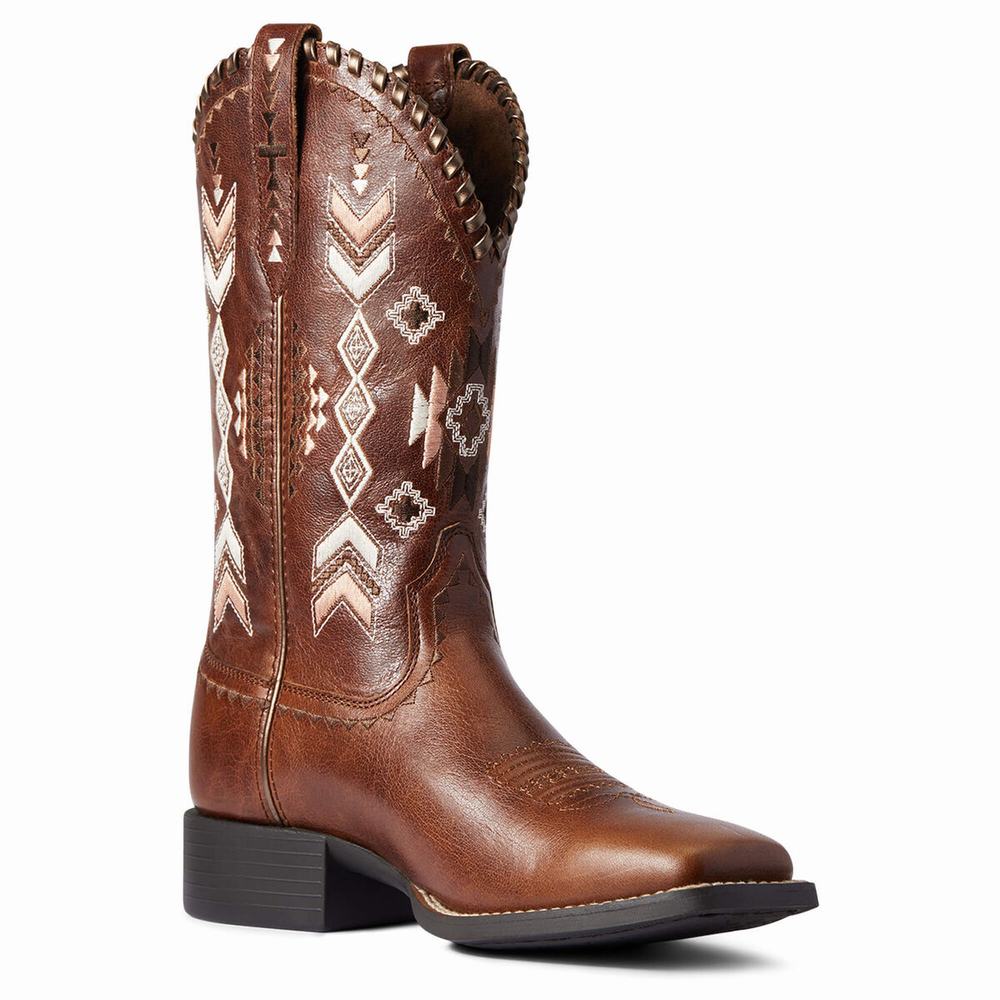 Brown Women's Ariat Round Up Skyler Western Boots | 2517-NYJRM