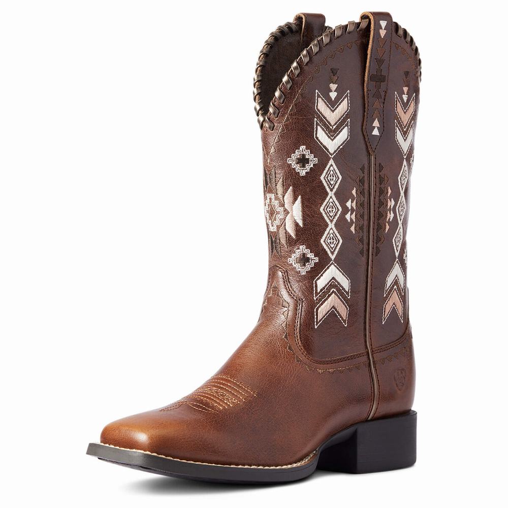 Brown Women\'s Ariat Round Up Skyler Western Boots | 2517-NYJRM