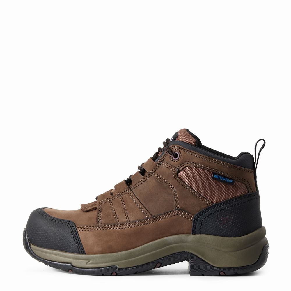 Brown Women's Ariat Telluride Waterproof Composite Toe Work Boots | 0524-TBLRM