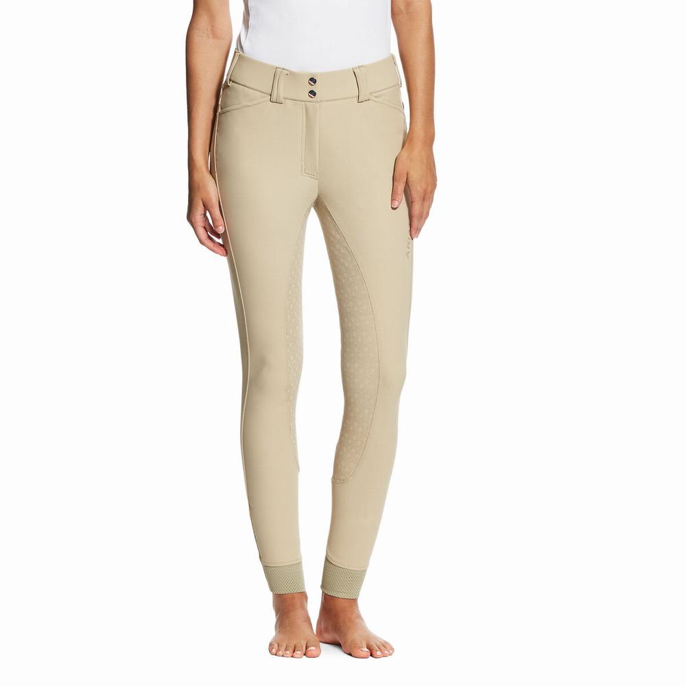 Brown Women\'s Ariat Tri Factor Grip Full Seat Breech Pants | 7945-WYNBH