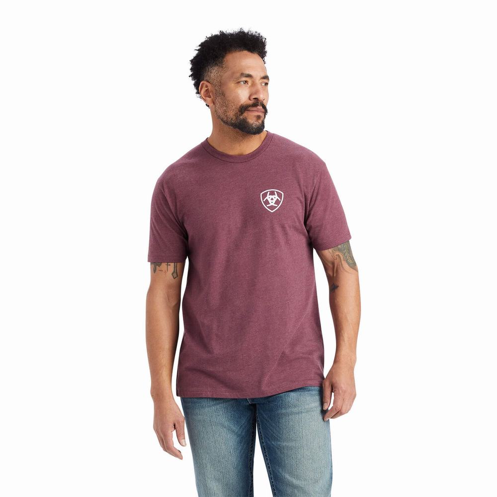 Burgundy Men\'s Ariat Minimalist Polo Shirts | 9654-HEPYI